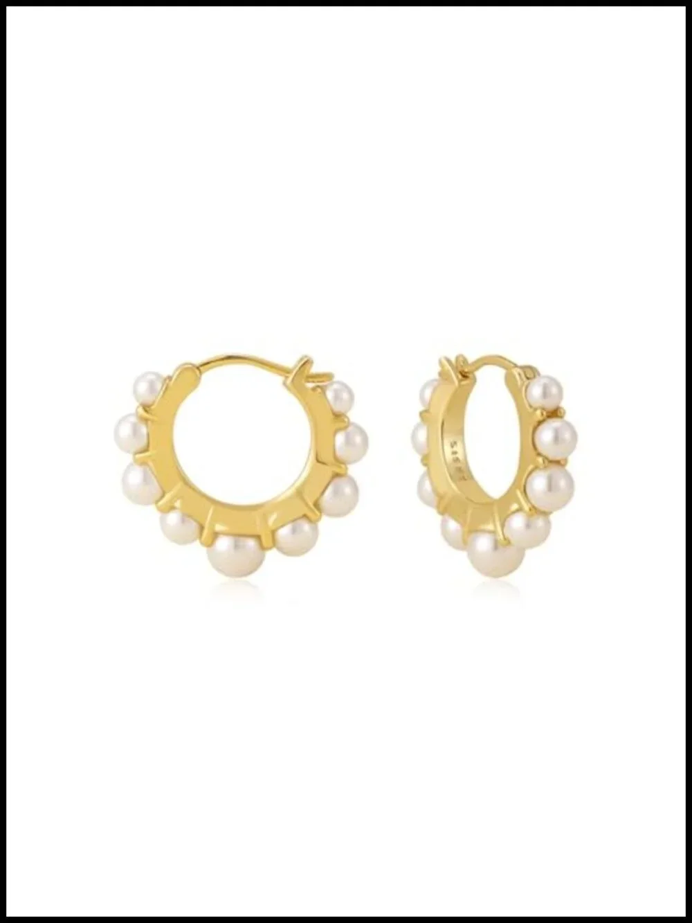 Pearl Hoop Earrings for Women 18K Gold Plated Hypoallergenic Sterling Silver